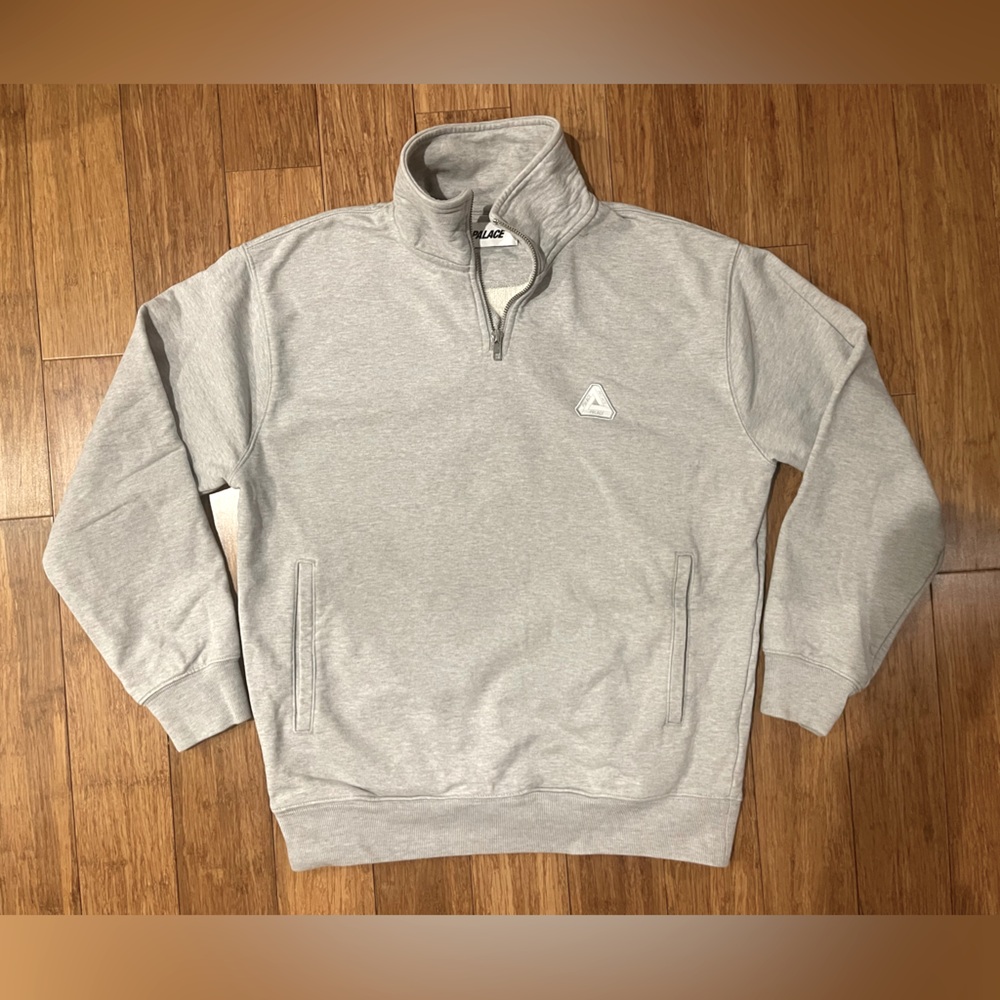 PALACE Light Gray Zip-Up Sweater